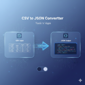 Screenshot of CSV to JSON converter tool showing data transformation from spreadsheet to JSON code