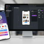 Tools 'n' Apps BioLink Studio landing page creator showing a dark mode editor on a monitor and a mobile bio link preview on a smartphone